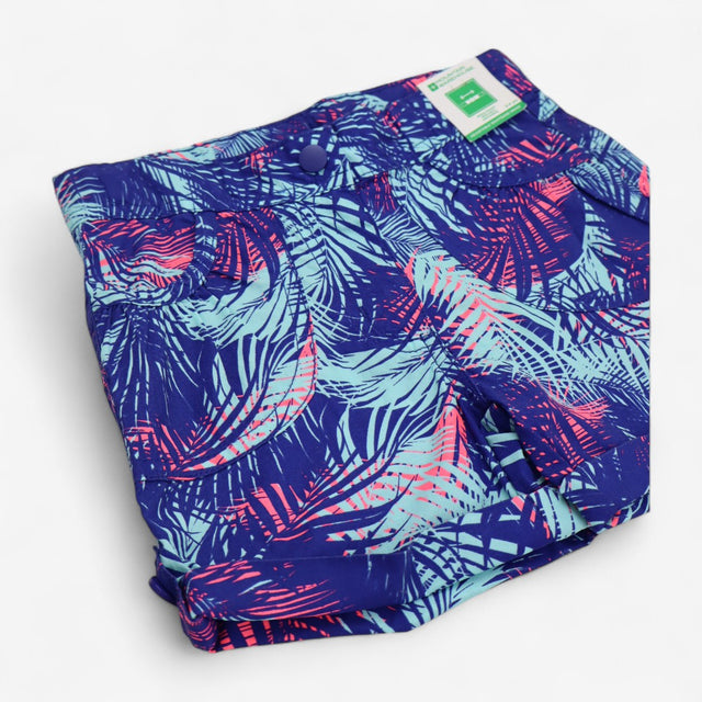Shorts Blue and Neon Palm Leaves