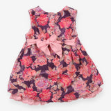 Pinafore dress purple cord pink lining pink flower