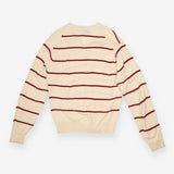 Vintage Izod Lacoste V-Neck Jumper Cream Striped