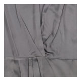 Satin Top Grey Twist Front Cap Sleeve Blouse