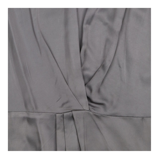 Satin Top Grey Twist Front Cap Sleeve Blouse