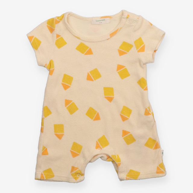 Romper Towelling Cream with Yellow Houses
