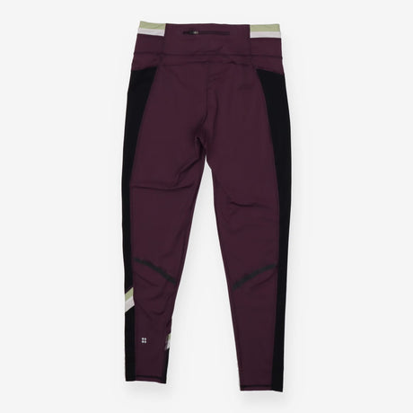 Gym leggings purple, green and black