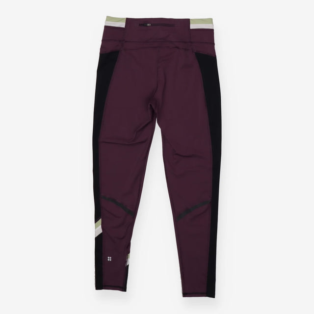 Gym leggings purple, green and black
