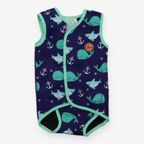 Swimbuds Wetsuit Navy with Green Trim Whales and S