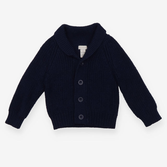 Cardigan blue chunky shawl collar
