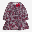 Dress jersey Long Floral Sleeve Grey and red bow