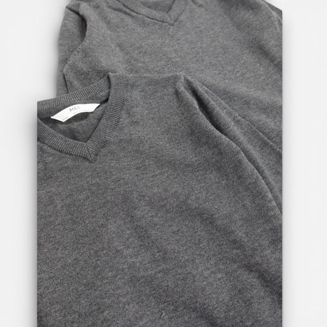 2pc Knitted jumper grey v neck