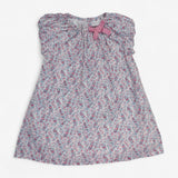 Dress White with Pink Flowers and Pink Bow detail