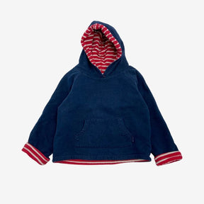 Reversible Navy and Red Stripe Pull Over Hoodie