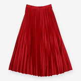 Pleated Midi Skirt Pink Asymmetric Wrap Overlay