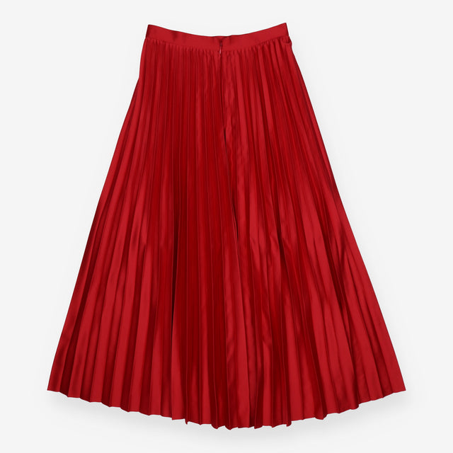 Pleated Midi Skirt Pink Asymmetric Wrap Overlay