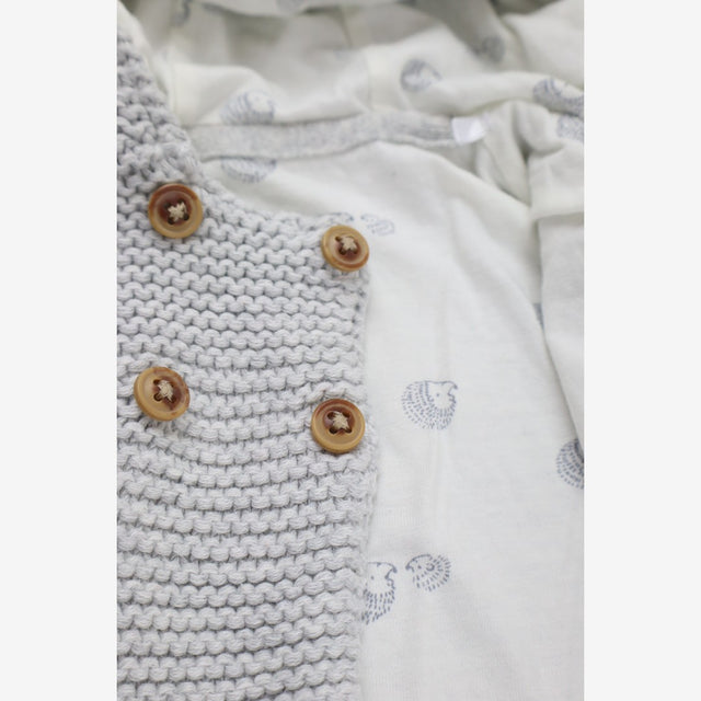 Knit Hood Cardigan Grey with Hedgehog Lining