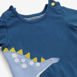 Outfit Blue Dinosaur and Striped Leggings