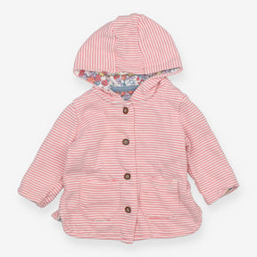 Jacket pink stripe floral lining hooded