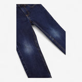 Jeans dark blue with faded knees