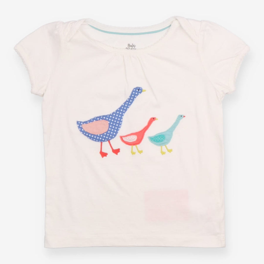 T-Shirt Short Sleeve White with Duck Appliques