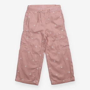 Trousers pull on pink white flower