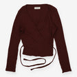 Brown ribbed knit tie up cardigan