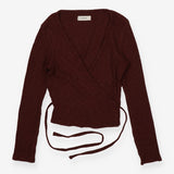 Brown ribbed knit tie up cardigan