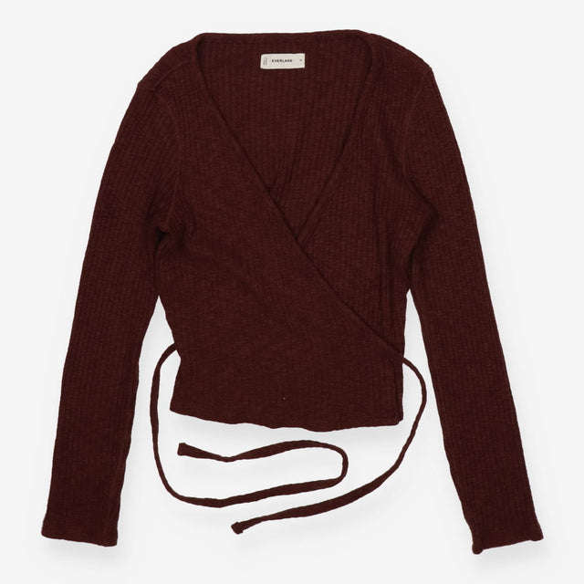 Brown ribbed knit tie up cardigan