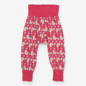 Parsnip pants pink white ducks flowers