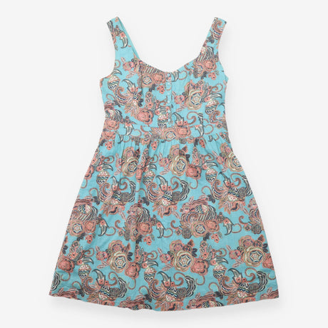 Pinafore Dress Paisley Print Cotton Turquoise
