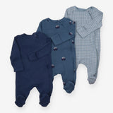 Blue Ribbed Sleepsuits 3pc 