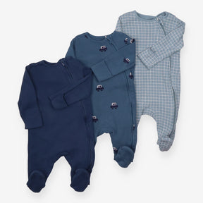 Blue Ribbed Sleepsuits 3pc 