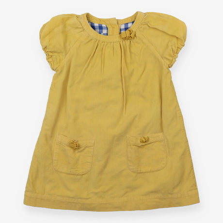 Dress yellow cord pockets blue check lining