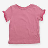 Tee Pink SS lace sleeve edging