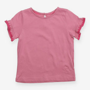 Tee Pink SS lace sleeve edging