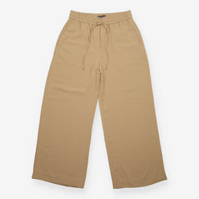 Beige Elasticated Drawstring Wide Leg Trousers