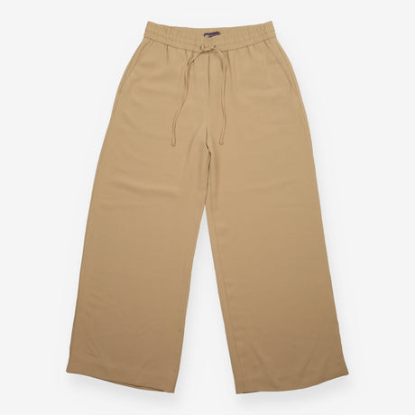 Beige Elasticated Drawstring Wide Leg Trousers