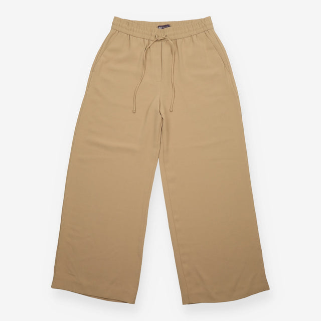 Beige Elasticated Drawstring Wide Leg Trousers