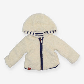 White and Blue Striped Hoodie Reversible
