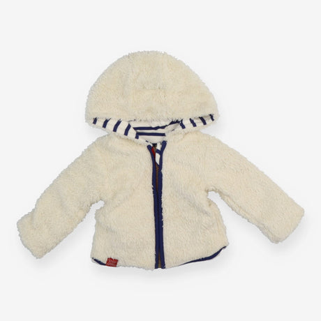 White and Blue Striped Hoodie Reversible