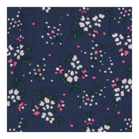 Skirt blue cotton flowers pink band