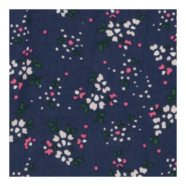 Skirt blue cotton flowers pink band