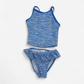 Tankini Blue Waves Ruffled Waist