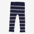Blue and white striped knit leggings