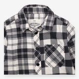 Shirt grey white check poppers flannel