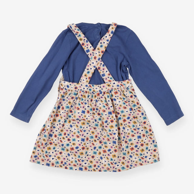 Outfit cord multi leopard print pinafore and top 