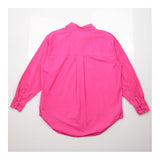 Cotton Button Down Long Sleeve Shirt Bright Pink