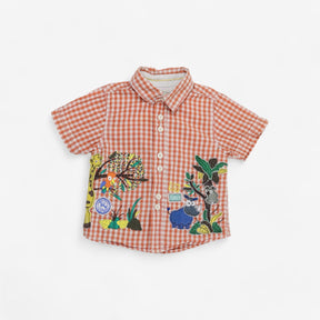 Orange gingham jungle shirt 