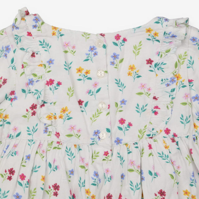 White floral LS dress
