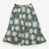 Clemence Green Print Linen Blend Midi Skirt