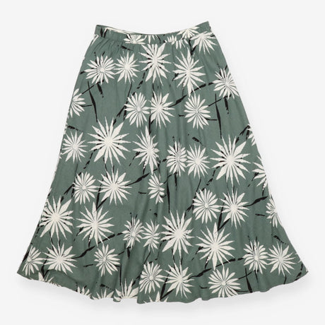 Clemence Green Print Linen Blend Midi Skirt