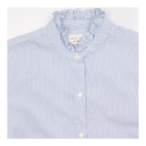 Shirt Blue White Pinstripe Cotton Ruffle Collar