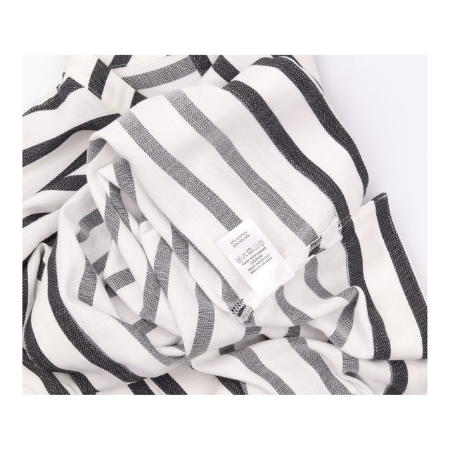 Top Cream Charcoal Striped High Neck Cap Sleeve Re